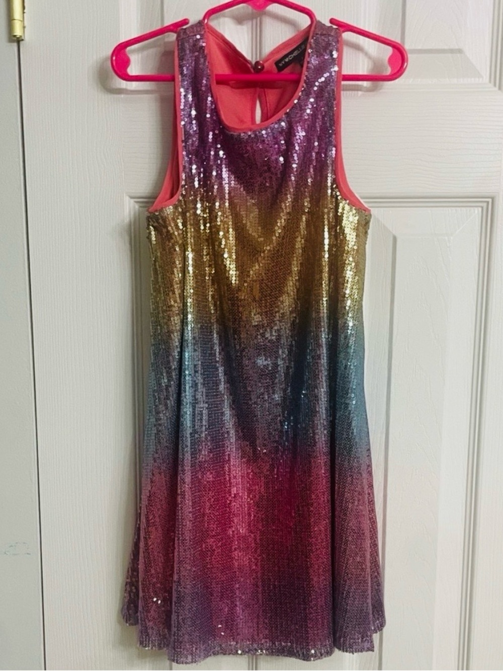 My Michelle Rainbow A-line Sequin Dress